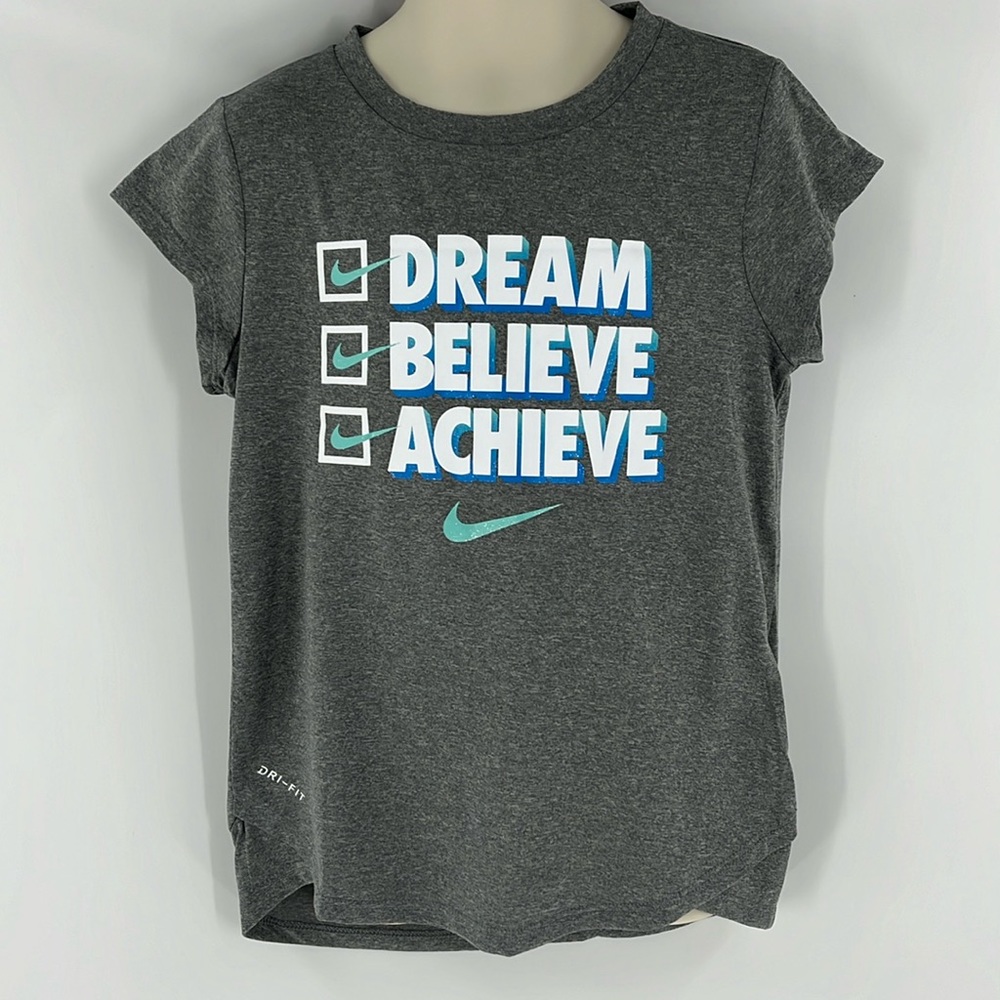 NIKE Dri-Fit Girls Size 6-7 Athletic Shirt EUC Gray